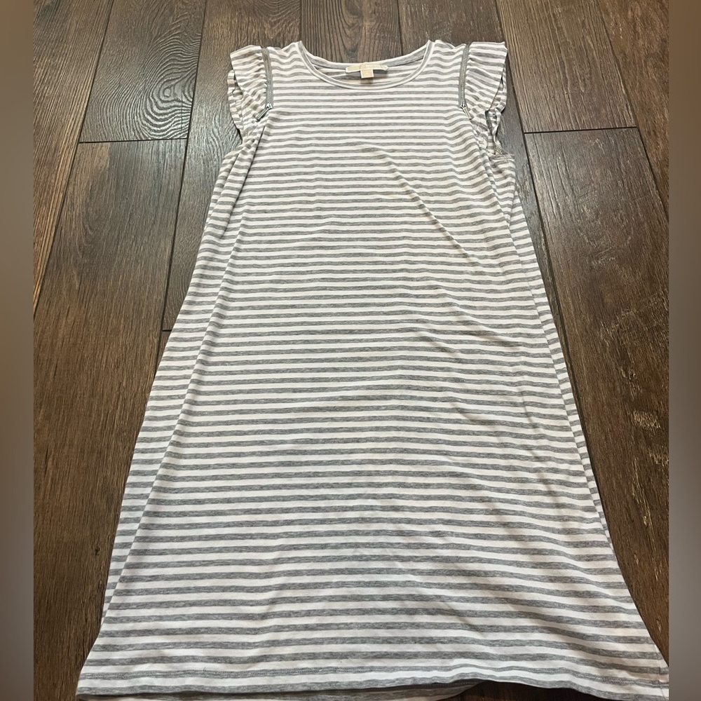 MICHEAL KORS gray and white striped dress
